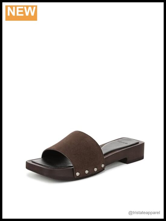 Shoes - Vince Barbara Suede Leather Slide Sandals Block Heel Slip On